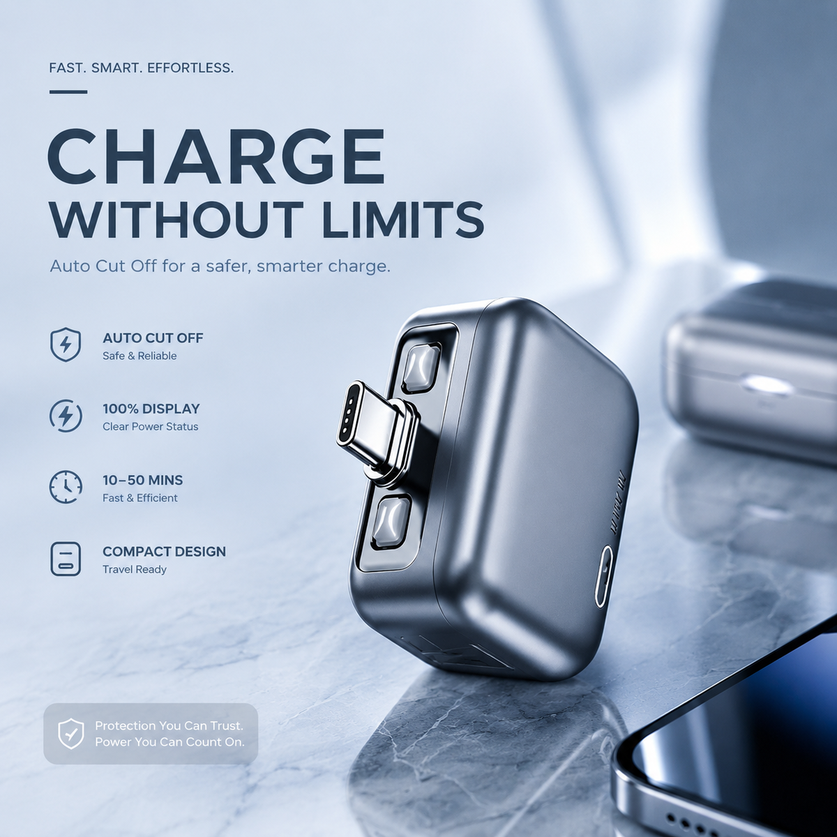 Smart Type-C Auto Cut-Off Adapter – Ultimate Battery Life Protector
